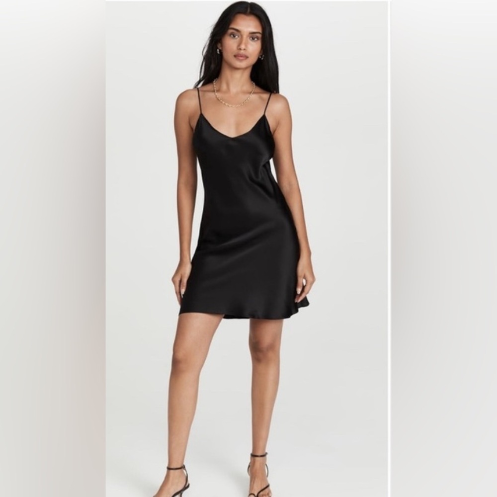 DANNIJO Black V-Neck Mini Silk Dress